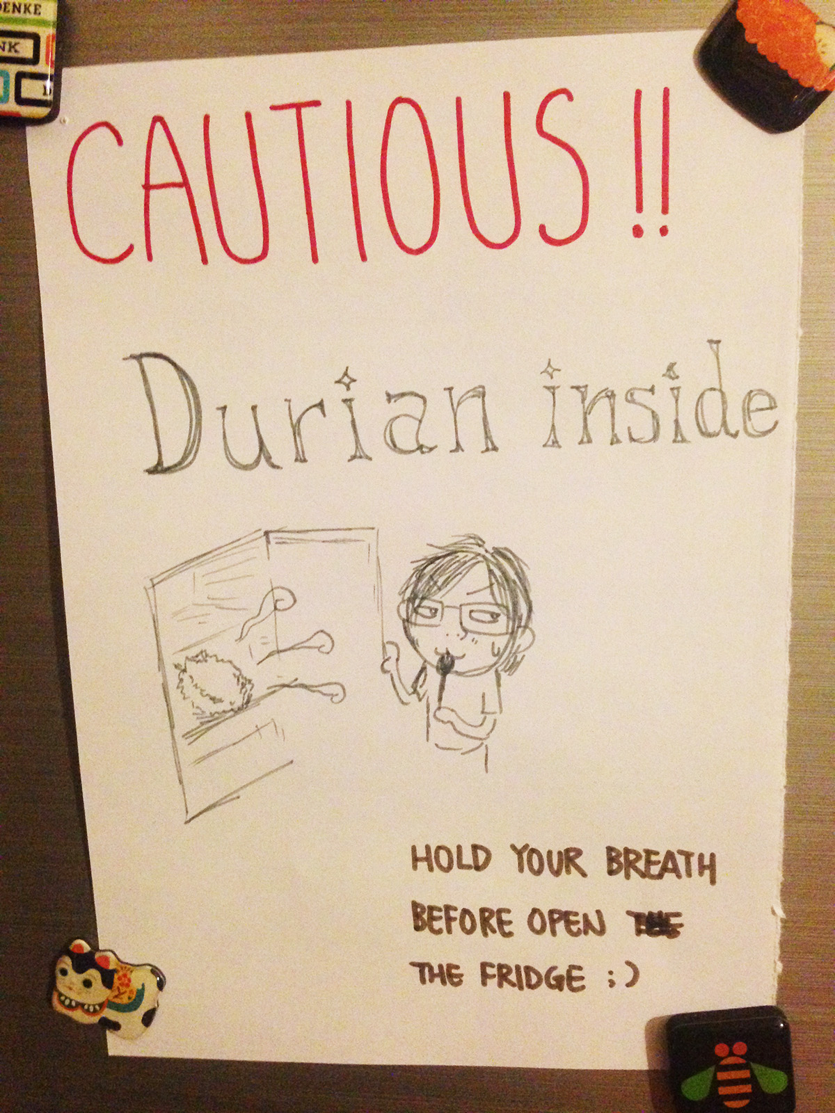 A small note left on the fridge