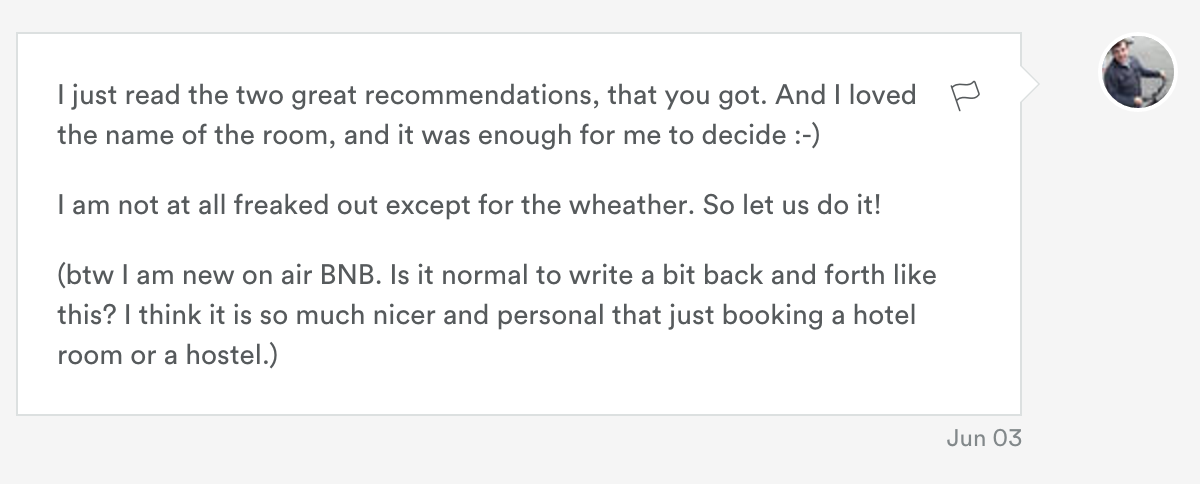 Long Airbnb message exchange with a prospective guest