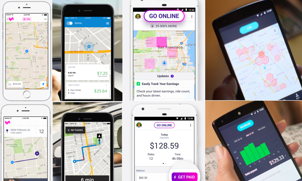 Competitor Analysis — ride-hailing driver app screens