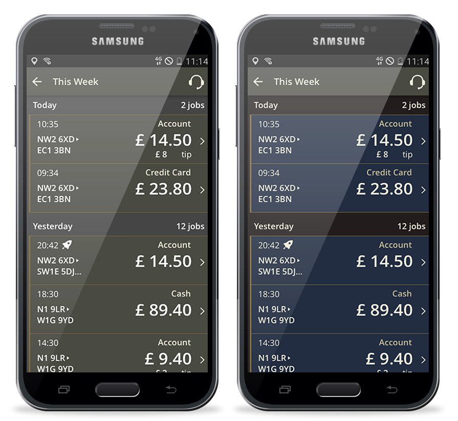Usability testing — Samsung device, prototype, evening session
